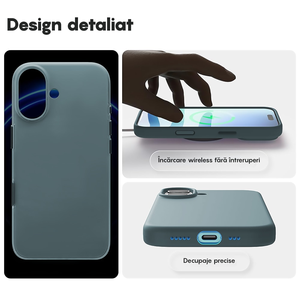 Husa CASEY STUDIOS™ pentru Apple iPhone 17, Soft Silicone Premium, Microfibra in Interior, de Protectie, Ultra Slim, pentru Incarcare Wireless, Margini Ridicate pentru Protectia Ecranului si a Camerelor, Albastru inchis