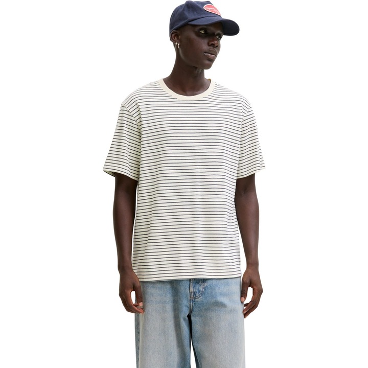 Tricou JACK &JONES Dover Striped 54327, Alb