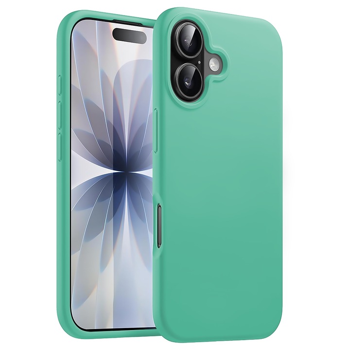 Husa CASEY STUDIOS™ pentru Apple iPhone 17, Soft Silicone Premium, Microfibra in Interior, de Protectie, Ultra Slim, pentru Incarcare Wireless, Margini Ridicate pentru Protectia Ecranului si a Camerelor, Verde padure