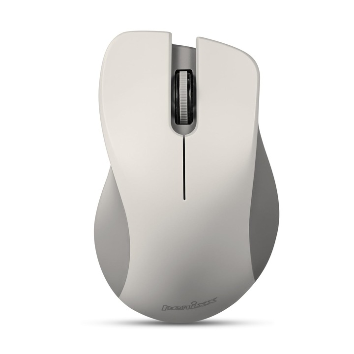 Mouse fara fir Perixx PERIMICE-621M, Clic silentios cu design Ergo, Compatibil pentru PC desktop si laptop, Wireless 2, 4 GHz, Bej