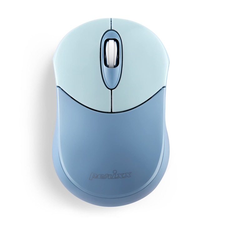 Mouse Bluetooth fara fir Perixx PERIMICE-802BL, Design portabil, Compatibil cu Windows, iOS si PC Android, laptop, tableta si smartphone, Albastru