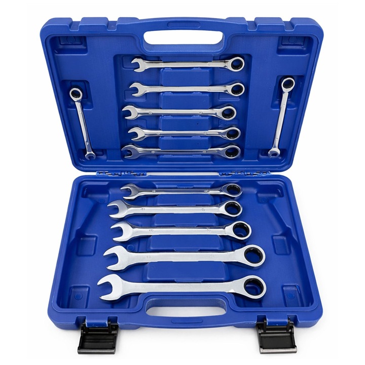 Trusa chei combinate cu clichet, GEBO TOOLS, 8-19mm, 12 piese