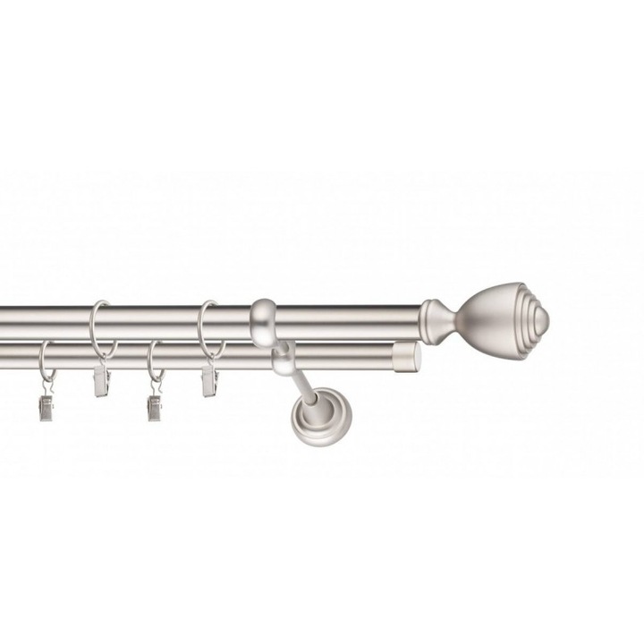 galerie metal 25/19 mm AUSTRIA dubla, crom-mat, 240 cm, capete SALZBURG