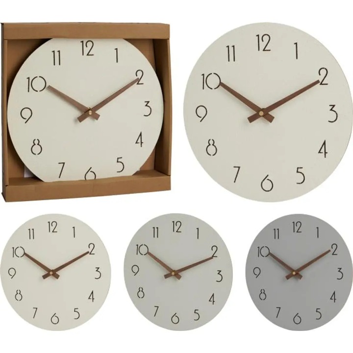 Dekoratív falióra Koopman MDF 30 cm, modern design, természetes színek, véletlenszerű készlet