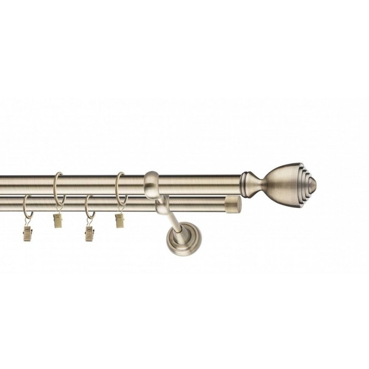 galerie metal 25/19 mm AUSTRIA dubla, auriu-antic, 240 cm, capete SALZBURG