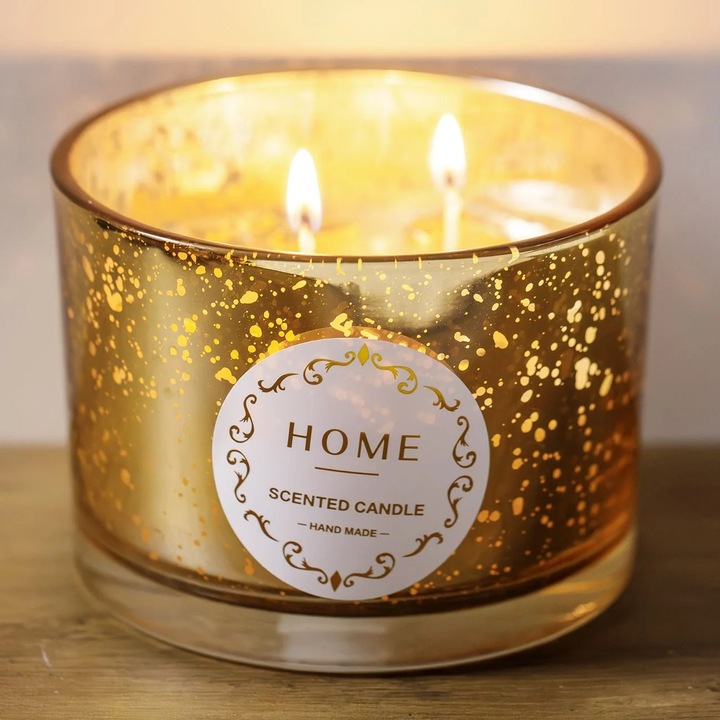 Ароматна Коледна Свещ Ванилова Маслена Бисквитка в Златна Купа Ø11x8см