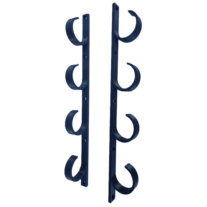 Set suport perete pentru 4 undite, Dual Stax, imprimat 3D din PET-G negru, 22x6x6cm