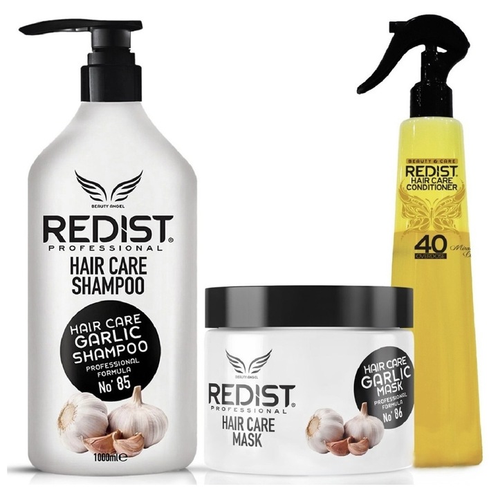 Set îngrijire păr Redist, șampon cu usturoi 1000ml, mască cu usturoi 475ml, balsam bifazic 400ml, hidratant, regenerant