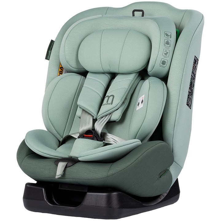 Scaun auto Chipolino Mondial I-Size 40-150 cm, verde matcha, prindere cu centura, ajustabil în 5 poziții