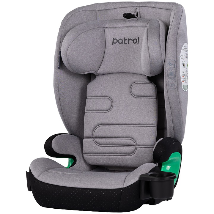 Scaun auto Chipolino Patrol, 100-150 cm, sistem Isofix, platinum, 58x44x51 cm