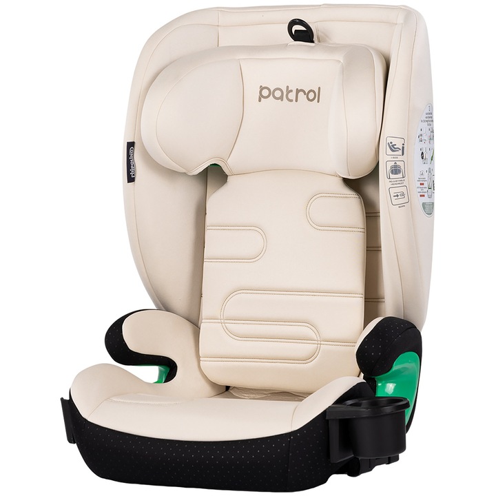 Scaun auto Chipolino Patrol I-Size 100-150 cm, sistem Isofix, protecție laterală, suport pahar, cashmere