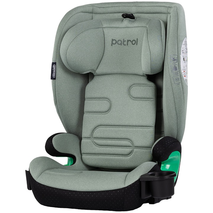 Scaun auto Chipolino Patrol I-Size 100-150 cm, sistem Isofix, verde, 58x44x51 cm