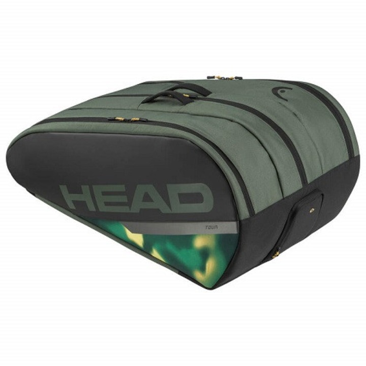 Geantă fitness HEAD Tour Racquet Bag XL, 12 rachete, verde/negru, 76.5x33x38cm