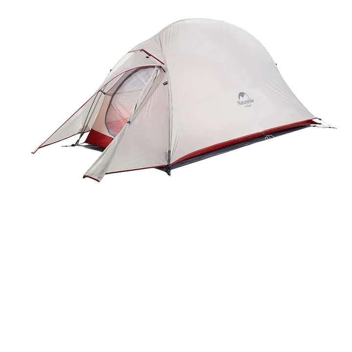 Cort camping CLOUD -1P, gri, 125x270x100cm, pentru 2 persoane, impermeabil, design usor