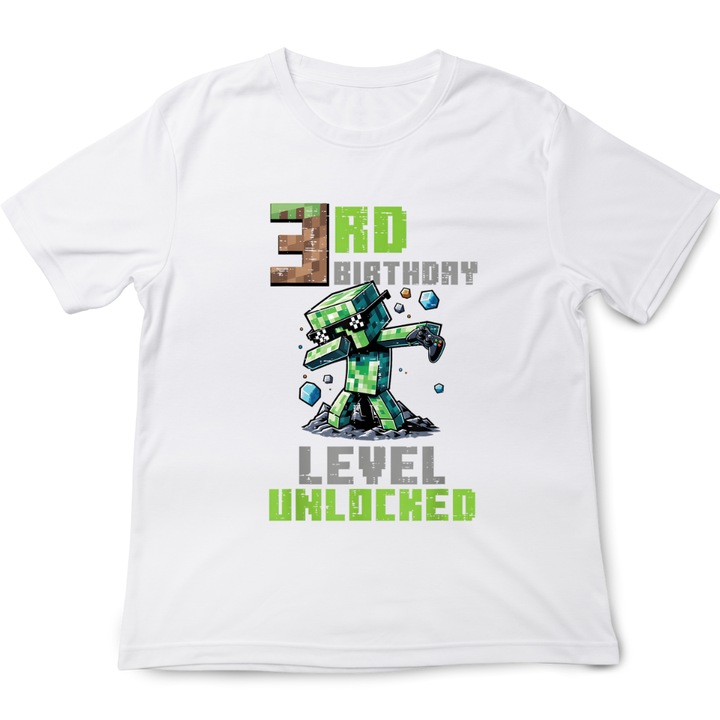 Gyerek polo Minecraft, Szuletesnap, feher, pamut, szuletesnap, Fehér