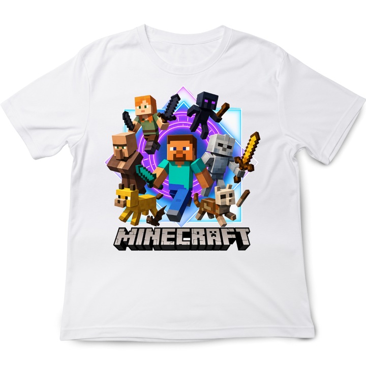 Gyerek póló Minecraft fehér, prémium, Fehér