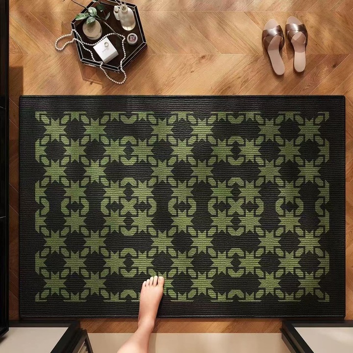 Lingo bejárati szőnyeg, mikroszálas, zöld, 50x80cm, mosható, csúszásgátló