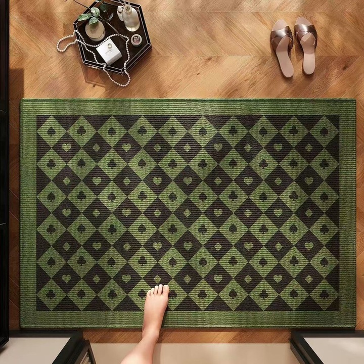 Lingo bejárati szőnyeg, mikroszálas, zöld, 50x80cm, mosható, csúszásgátló
