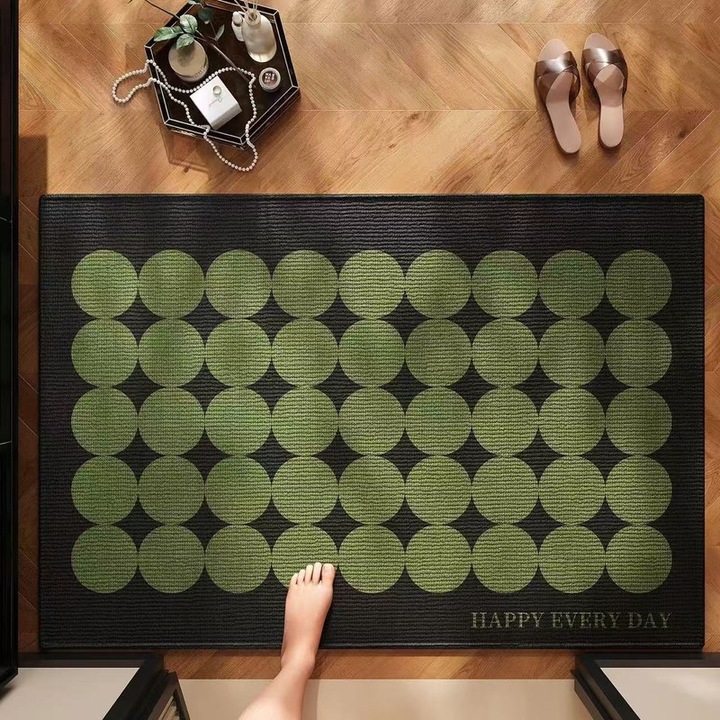 Lingo bejárati szőnyeg, 50x80cm, mikroszálas, mosható, zöld