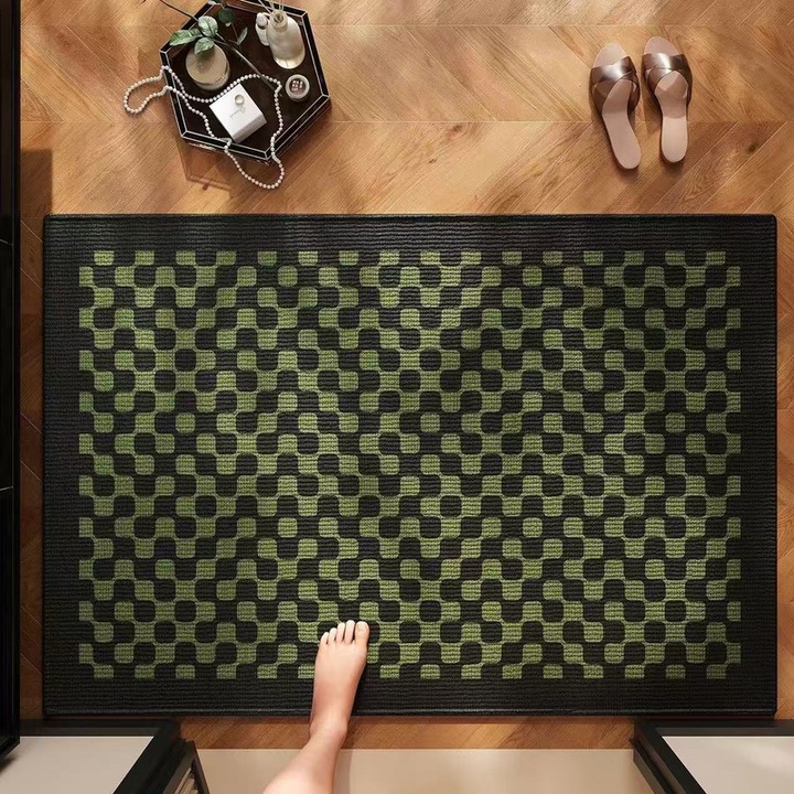 Lingo bejárati szőnyeg, 50x80cm, mikroszálas, zöld, mosható, csúszásgátló