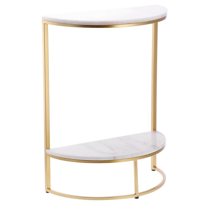 Consola fier auriu marmura 60 x 30 x 80 cm