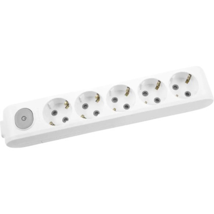 Multipriza electrica, 5 prize, alb, cu intrerupator