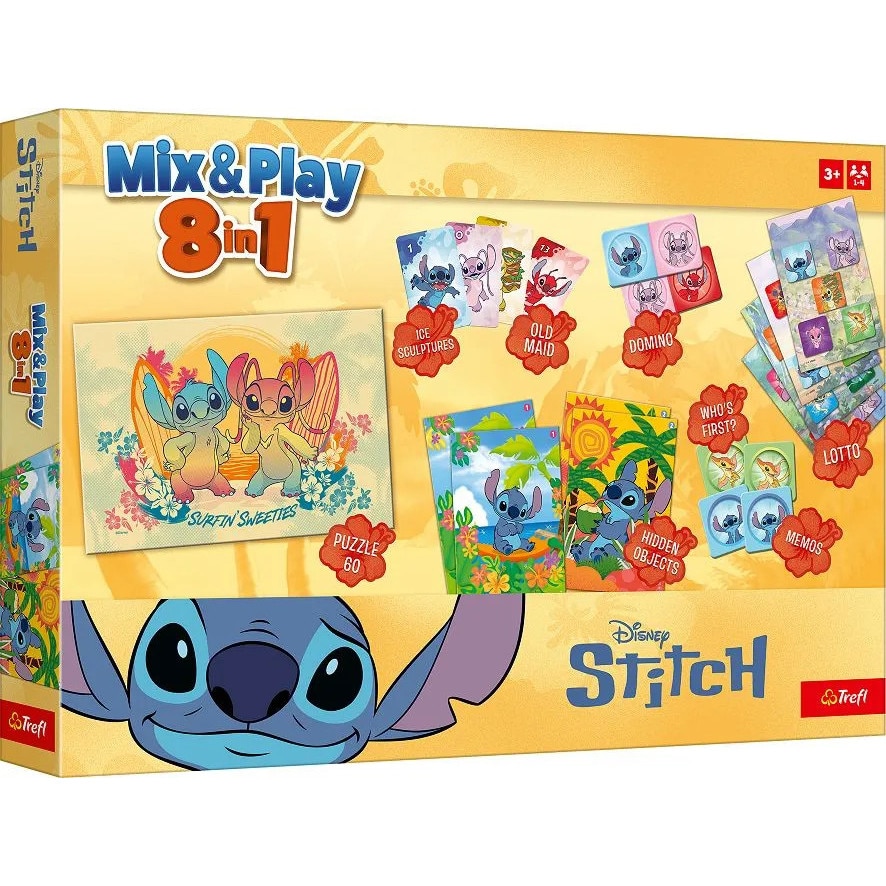 Set de jocuri de societate Mix and Play 8in1 Disney Stitch, 60