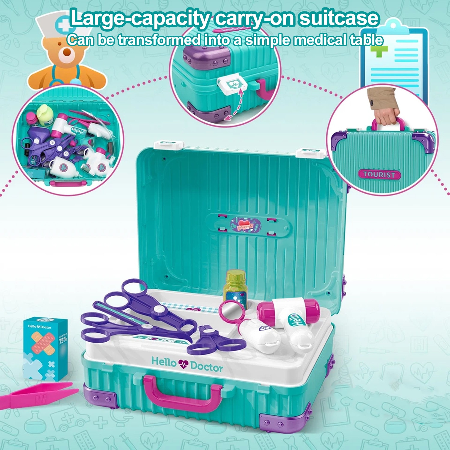 Set Joaca Doctor, BYONDSELF®, 24 Accesorii, 2 in 1, Dulap Mobil si