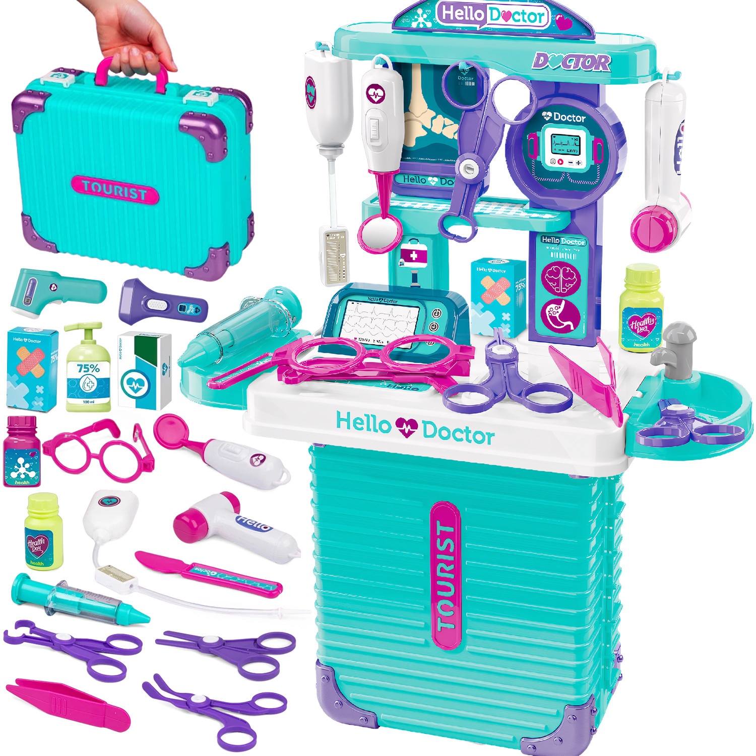 Set Joaca Doctor, BYONDSELF®, 24 Accesorii, 2 in 1, Dulap Mobil si