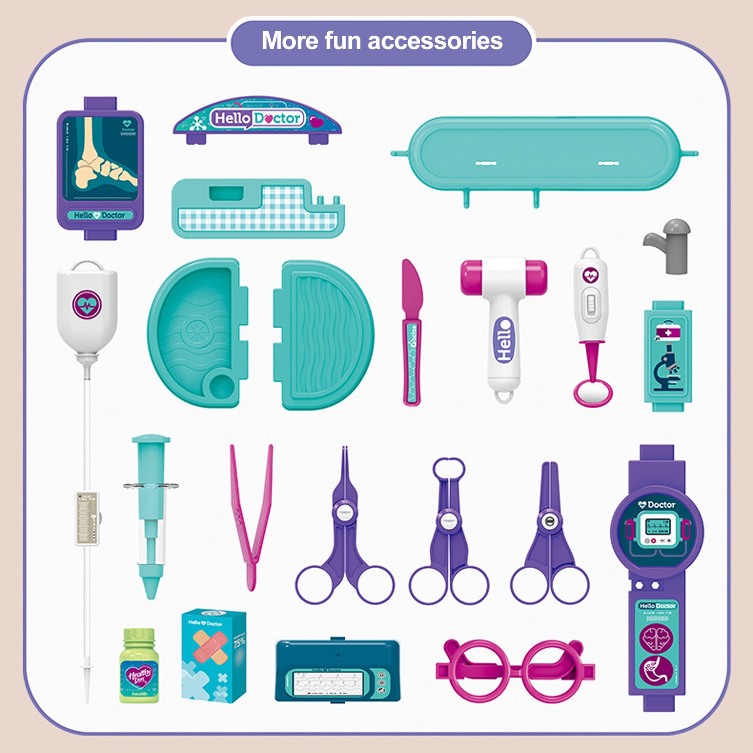 Set Joaca Doctor, BYONDSELF®, 24 Accesorii, 2 in 1, Dulap Mobil si