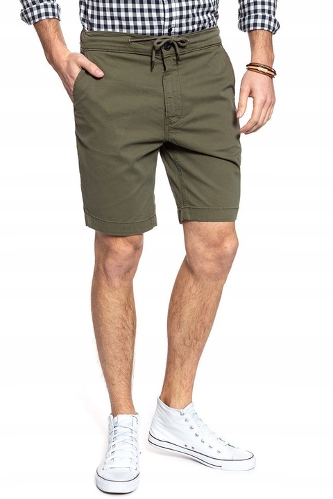 Pantaloni scurti Lee DRAWSTRING SHORT, verde, bumbac si lyocell, croiala regular fit, 28 US