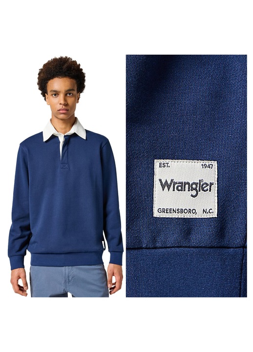 barbati, Wrangler, POLO SWEATSHIRT, albastru, Albastru