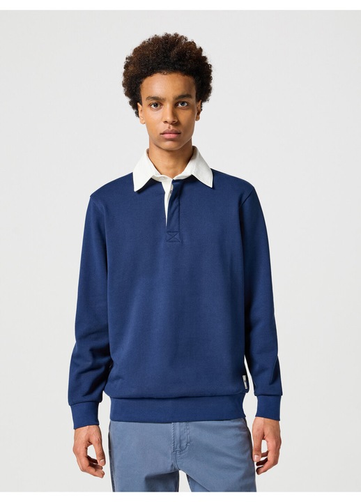 Мъжки суитшърт, Wrangler, POLO SWEATSHIRT, син, Син