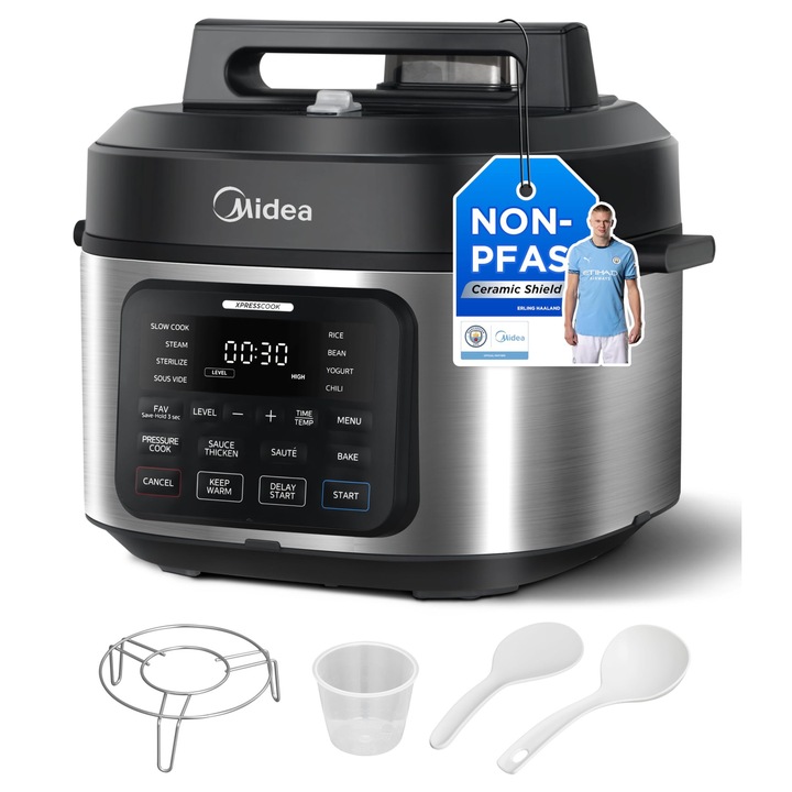 Aragaz multifunctional 9 in 1 Midea, 6L, inox, negru