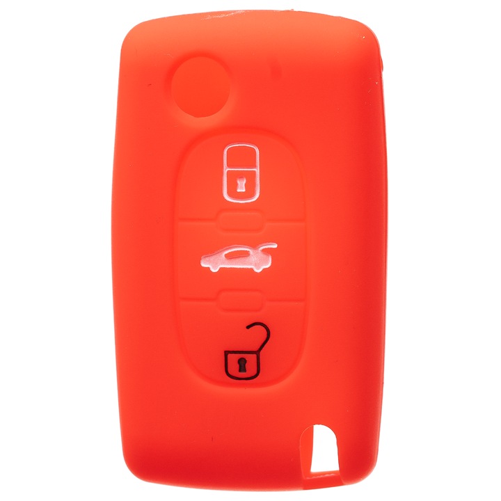 AWParts szilikon autókulcstok, piros, Peugeot 207/307/308/407/608/Partner modellekhez, gyors szerelés