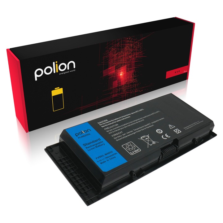 Батерия за лаптоп Polion 7800mAh 9 клетки червена за DELL