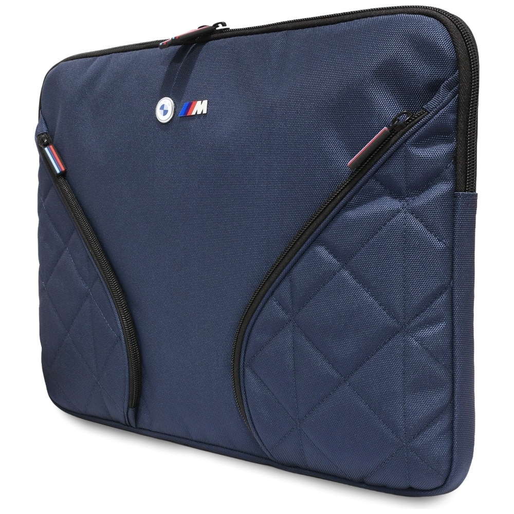 Husa laptop BMW Nylon Pockets and Metal Logo compatibila cu laptop 16 inch, Albastru
