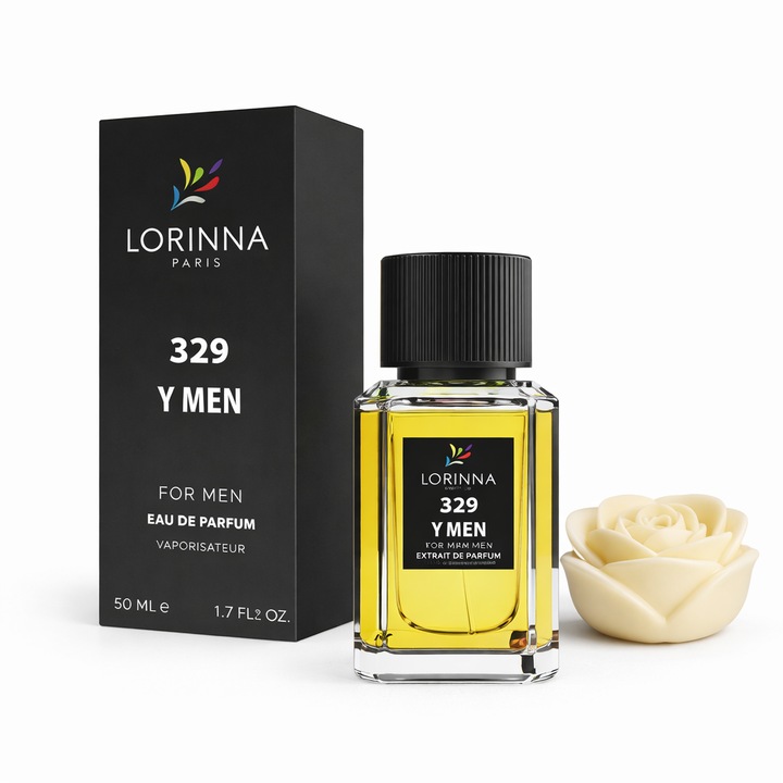 Set Apa de Parfum Lorinna Paris Parfum 329 Y Men, 50 ml, pentru Barbati si lumanare parfumata, ceara naturala
