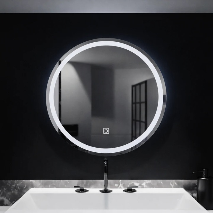 Oglinda LED Rotunda, 50cm, Negru, Basic Touch
