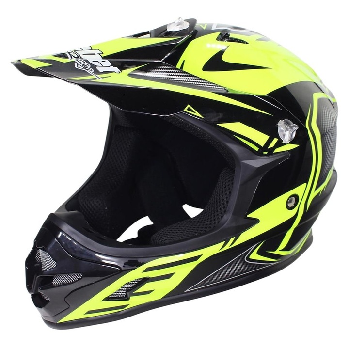 Casca motocross/atv, SAFEBET HF-115 Q206, culoare galben fluo/negru, marime L
