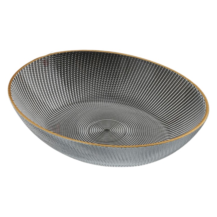 Bol pentru salată, Hermia Concept, sticlă, 20x20x5 cm, Golden Spiral