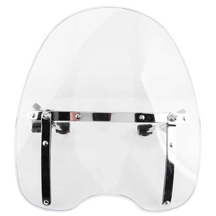 Parbriz motocicleta TopX, universala, transparenta, 46x42cm, cu suport inclus