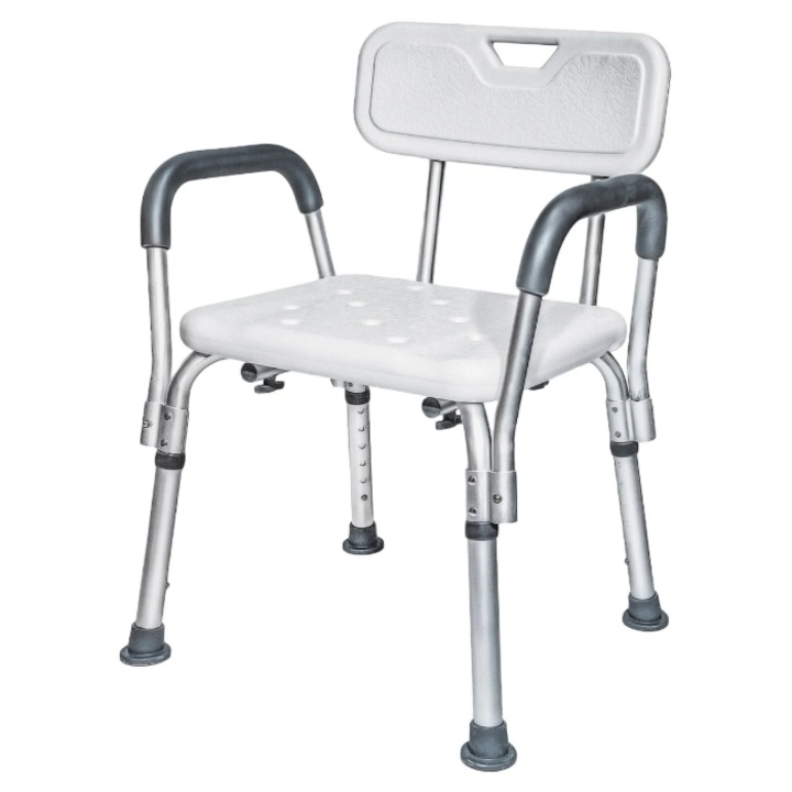 Scaun dus Rovitech, ajustabil, alb, 57x46x70cm