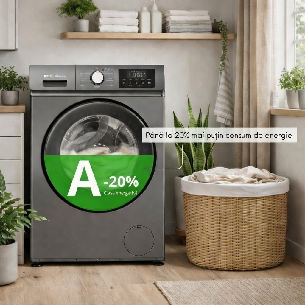 Masina de spalat rufe RYER CoreWash, 8 kg, 1200 rpm, Antracit, 84.5x53.5x59.8cm