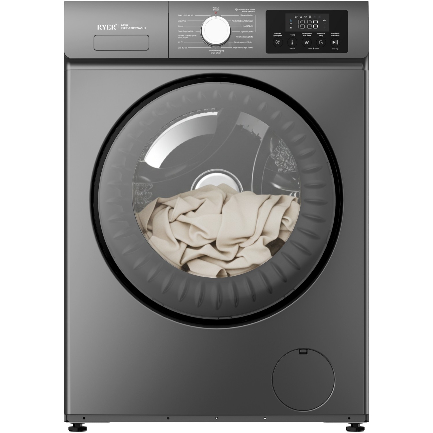 Masina de spalat rufe RYER CoreWash, 8 kg, 1200 rpm, Antracit, 84.5x53.5x59.8cm