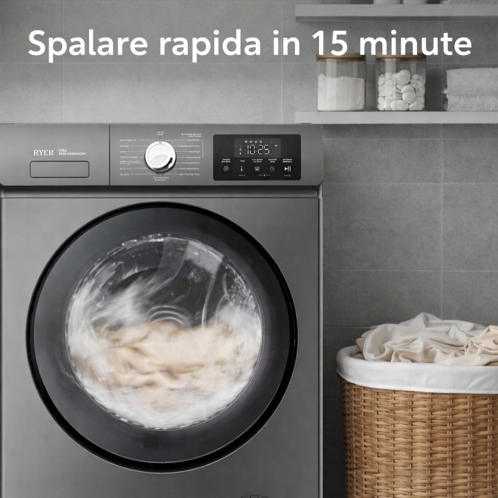 Masina de spalat rufe RYER CoreWash, 8 kg, 1200 rpm, Antracit, 84.5x53.5x59.8cm