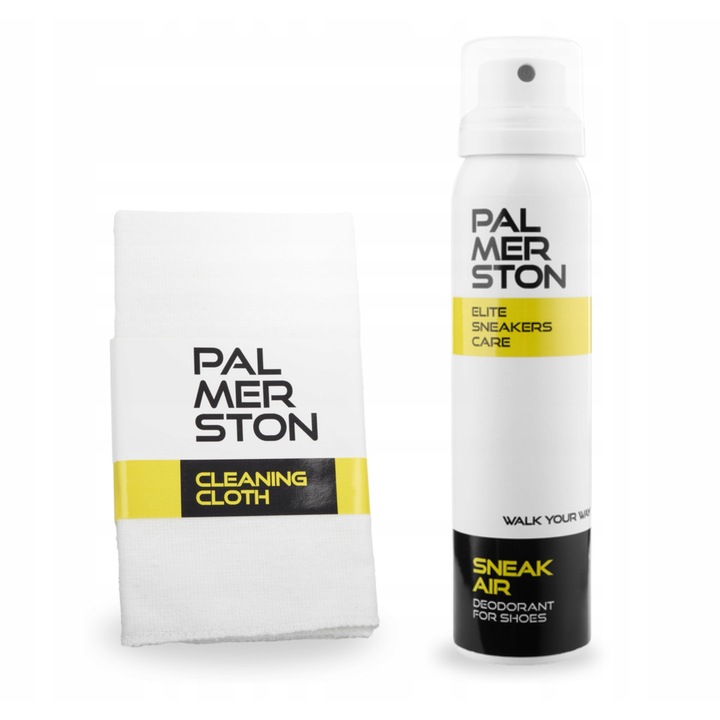 Neutralizator de mirosuri, Palmerston, Sneakair, 100 ml, set 2 in 1, efect de prospetime de lunga durata, antibacterian, neutralizeaza mirosurile neplacute, laveta din bumbac, Multicolor, setul contine: 1 x Palmerston Sneakair 100 ml, 1 x laveta din