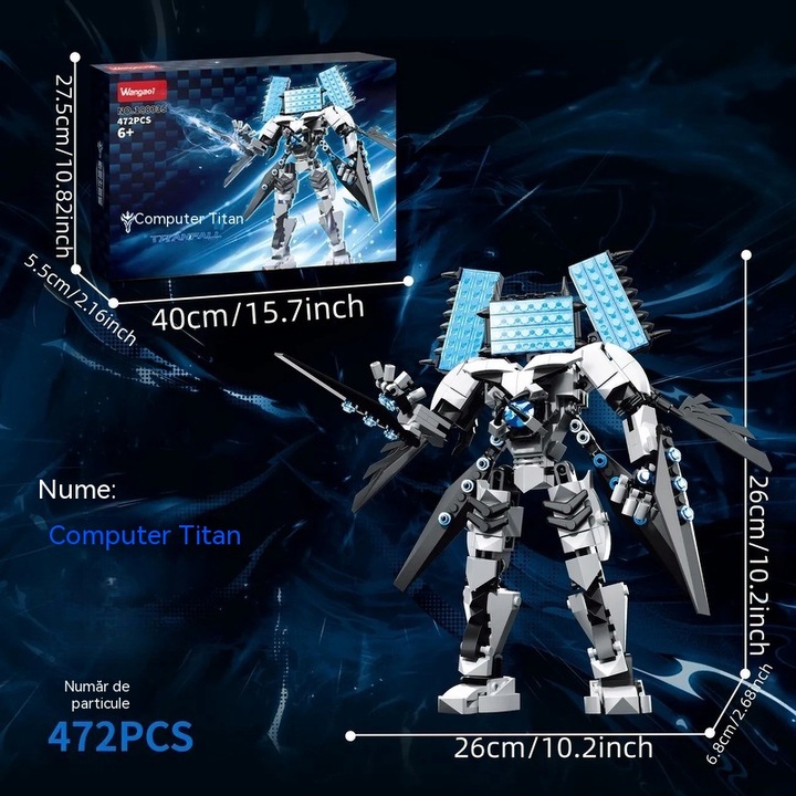 Blocurile de constructie robot Lime Fofen Titan, 472 de piese, potrivite pentru baieti cu varste cuprinse intre 3 si 12 ani, reprezinta un cadou ideal de ziua de nastere pentru copii