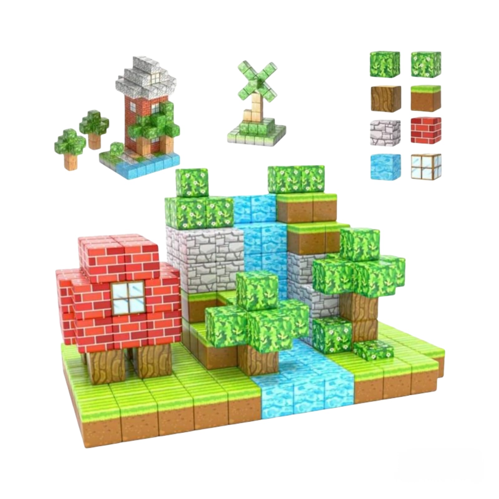 Cuburi Magnetice de Constructie, Virtual Trend, set 48 piese ...