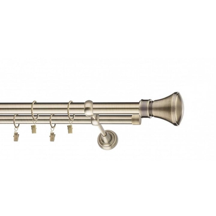 galerie metal 25/19 mm AUSTRIA dubla, auriu-antic, 120 cm, capete EISENSTADT